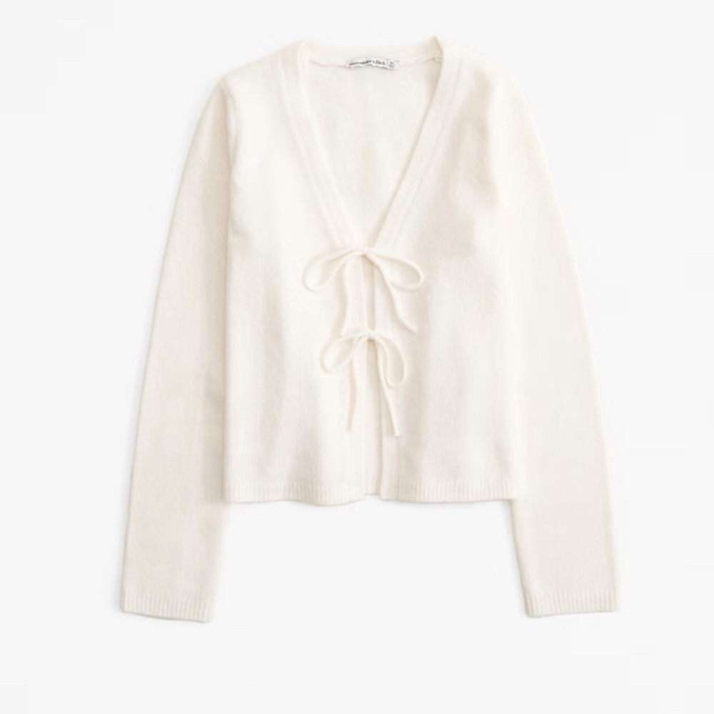 Abercrombie and Fitch white tie front sweater